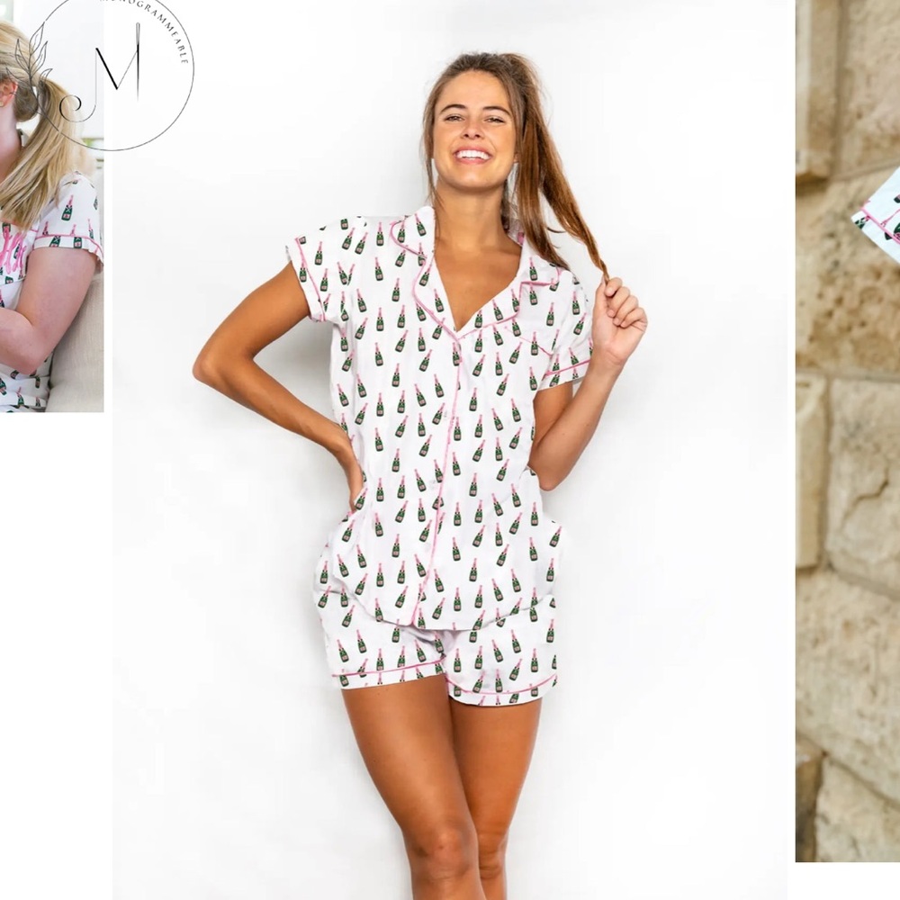 Champagne Bottle Print Pajama Set small